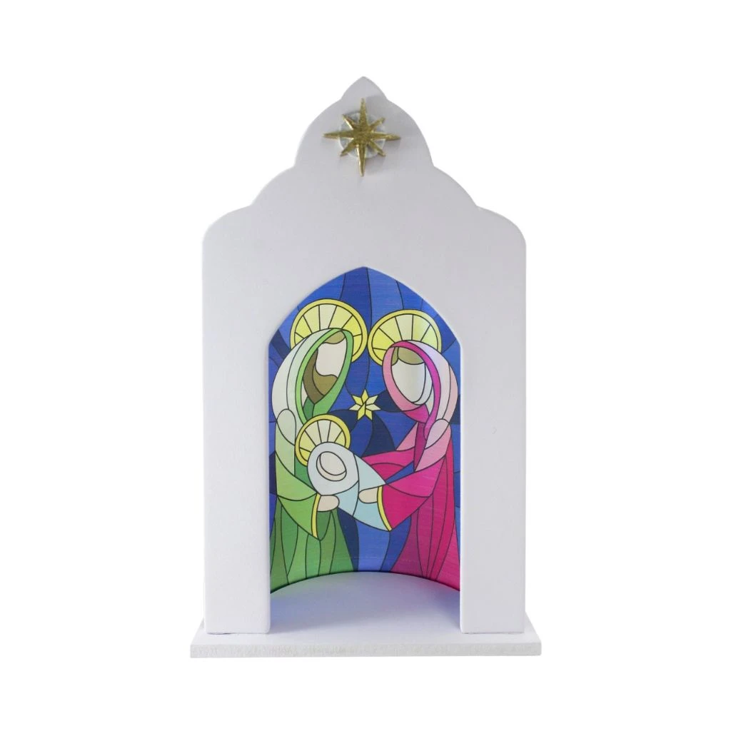 CAPELA COM VITRAL SAGRADA FAMÍLIA 26X15,5
