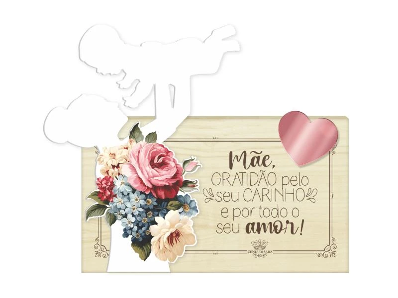 PLACA DE MESA COM ACRILICO MÃE, GRATIDÃO PELO SEU CARINHO...20,5X14X3