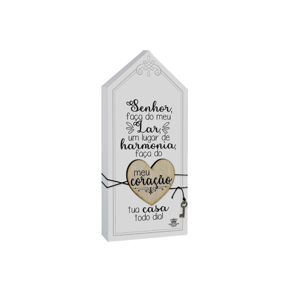 PLACA DE MESA CASINHA COM APLIQUE SENHOR FAÇA DO MEU LAR...25X12
