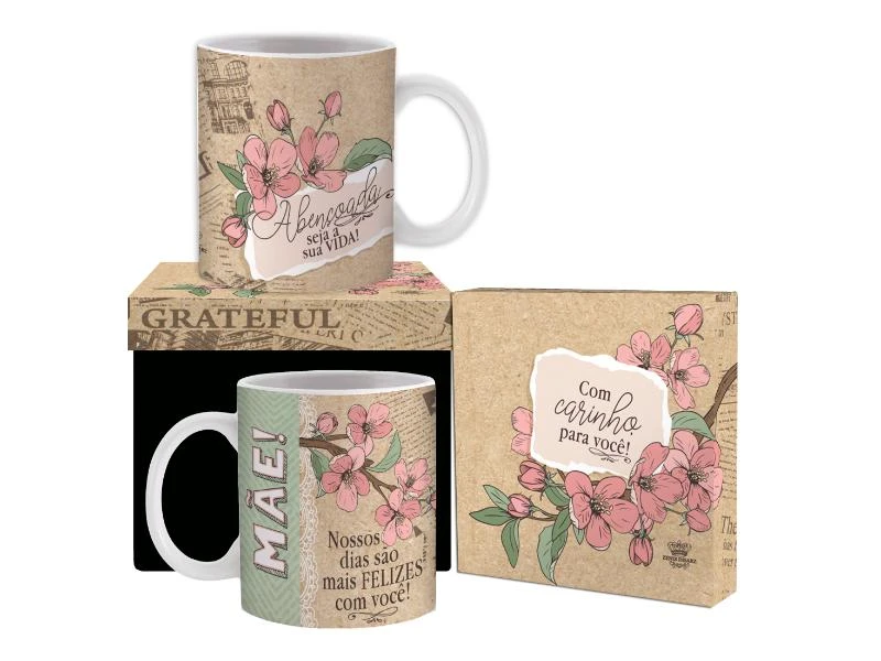 CANECA CERÂMICA MÃE NOSSO DIAS SÃO FELIZES...CEREJEIRA