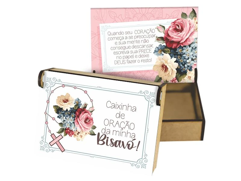 CAIXA PARA ORAÇÃO ARTICULADA CAIXINHA DE ORAÇÃO BISAVÓ...LAVANDA 7,5X10,5X3,5