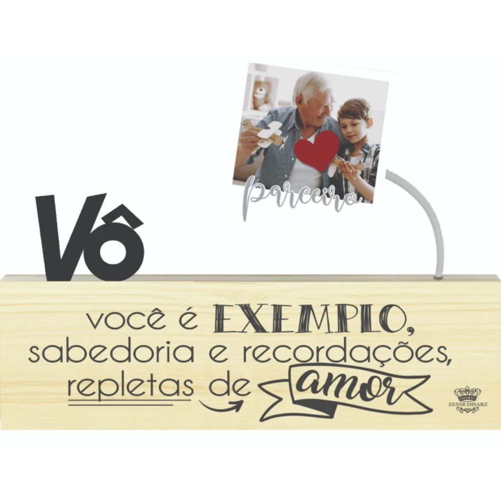 MADEIRINHA CRU PORTA RECADO VÔ VOCÊ É EXEMPLO...15X22X3