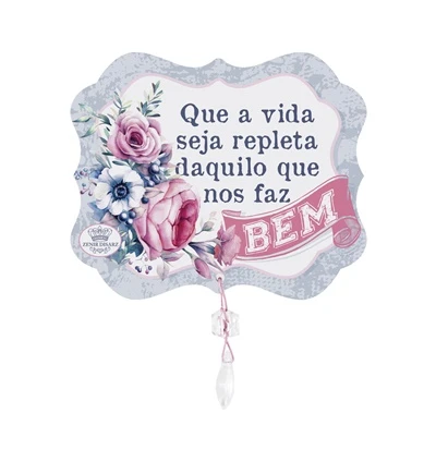 MÓBILE COM IMÃ QUE A VIDA SEJA REPLETA...FLORAL 8,5X10