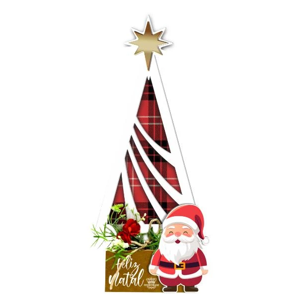ENFEITE DE MESA COM APLIQUE FELIZ NATAL...PAPAI NOEL 27X12X3