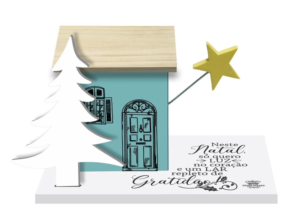 ENFEITE DE MESA CASINHA NESTE NATAL SÓ QUERO...10X15,5X8