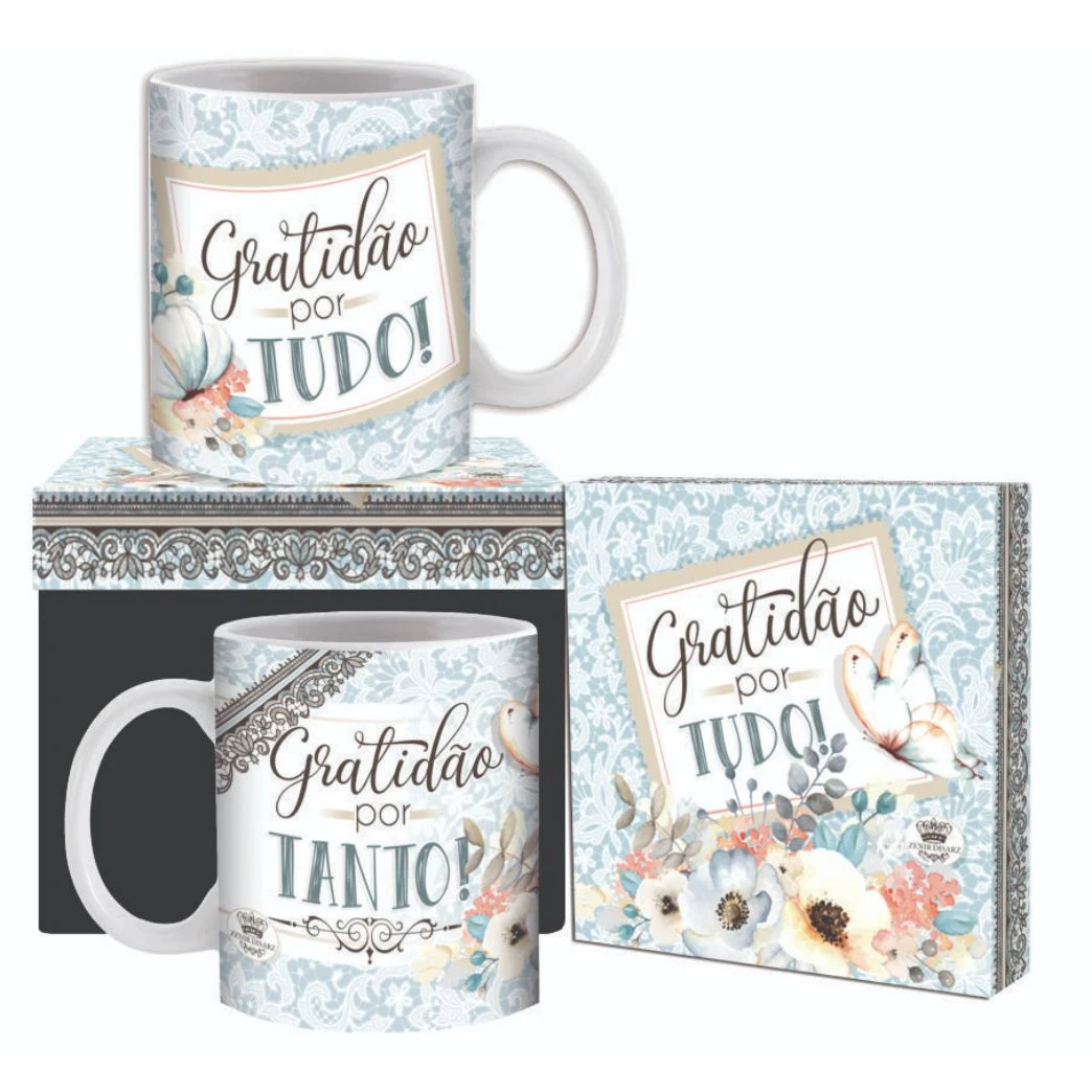 CANECA CERÂMICA GRATIDÃO POR TUDO 