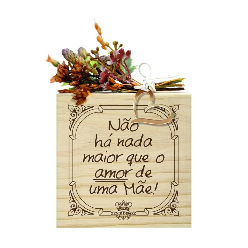 PLACA DE MESA COM APLIQUE NÃO HÁ NADA...MÃE...FLORESCER 10X8X3