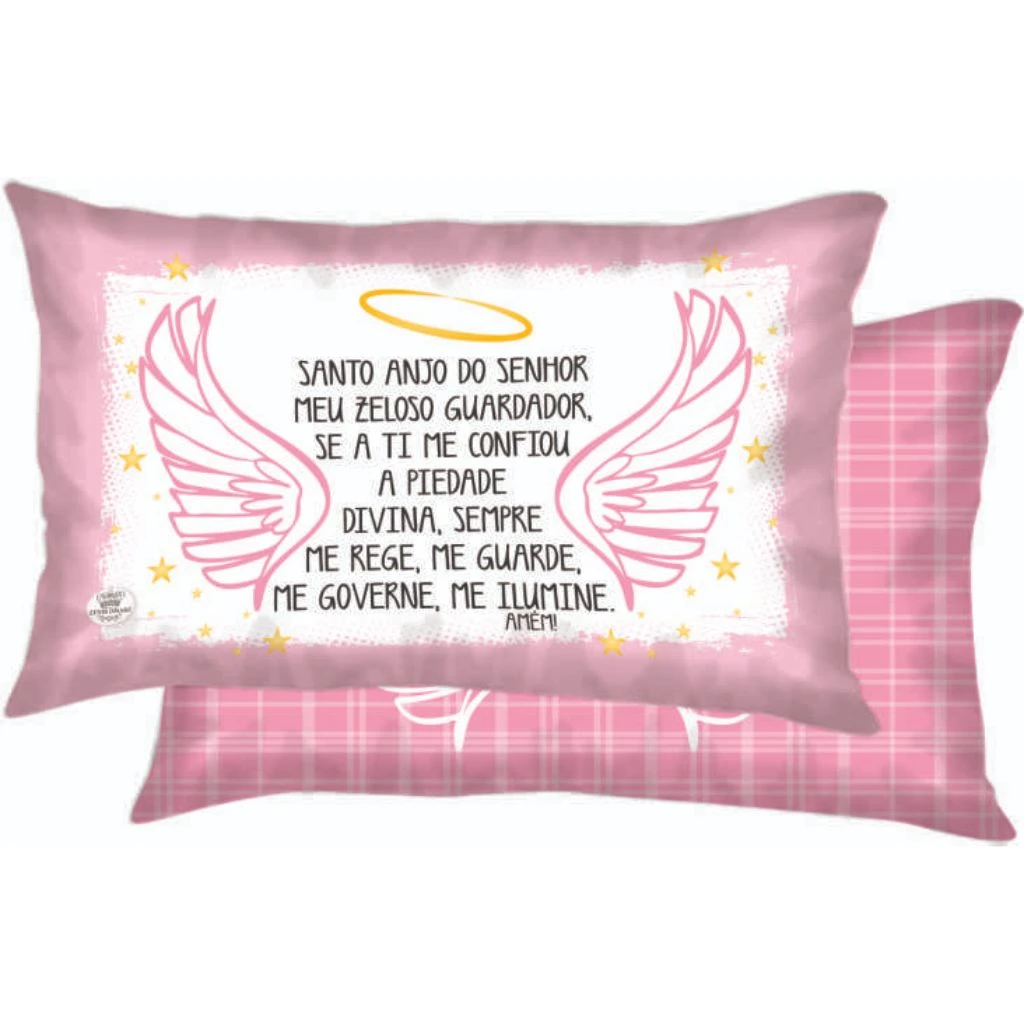 ALMOFADA SANTO ANJO DO SENHOR...ROSA 22,5X37