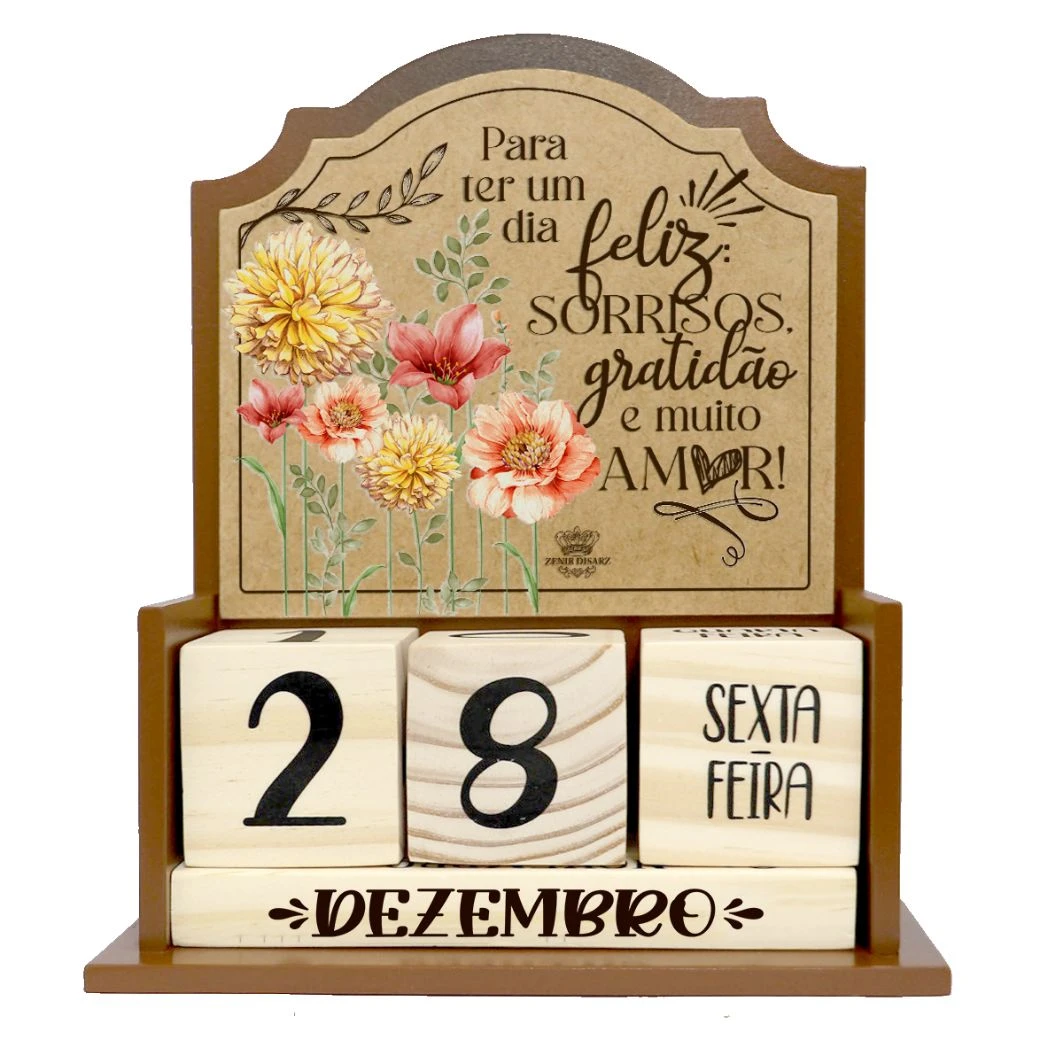 CALENDÁRIO PERMANENTE PARA TER UM DIA FELIZ, SORRISOS. 21,5X18,5X7