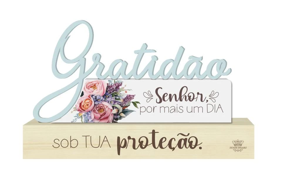 PLACA DE MESA CRU COM APLIQUE GRATIDÃO...BORBOLETA 8X14