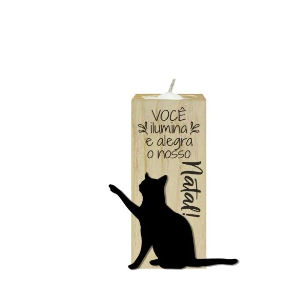 PLACA DE MESA COM VELA VOCÊ ILUMINA...GATO 12X8X5