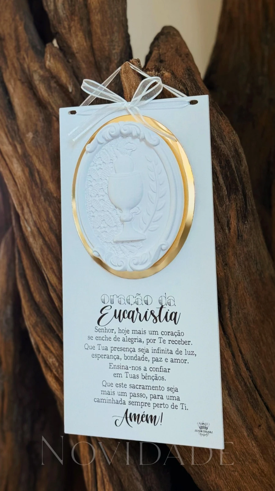 QUADRO COM APLIQUE ORAÇÃO DA EUCARISTIA 28X14