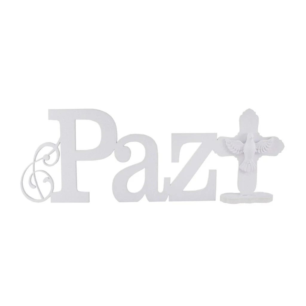PALAVRA DE MESA PAZ COM ARABESCO E ESPÍRITO SANTO 11X32,5