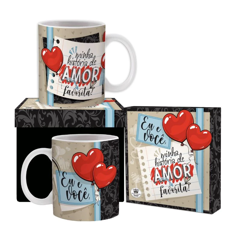 CANECA CERÂMICA MINHA HISTÓRIA DE AMOR FAVORITA