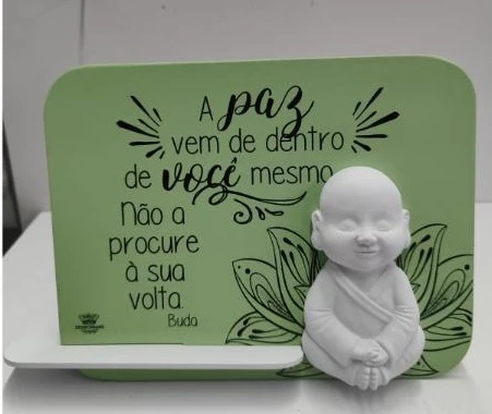 ENFEITE DE MESA COM ENCAIXE E APLIQUE A PAZ VEM...BENÇÃO VERDE 15X20
