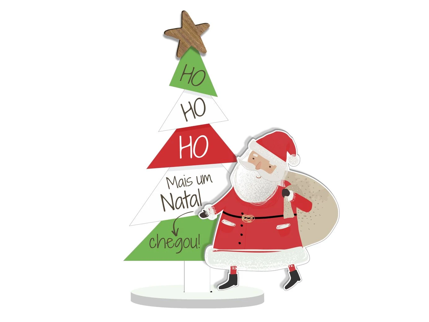 ENFEITE DE MESA PINHEIRO COM PAPAI NOEL HO HO HO...21X16X5
