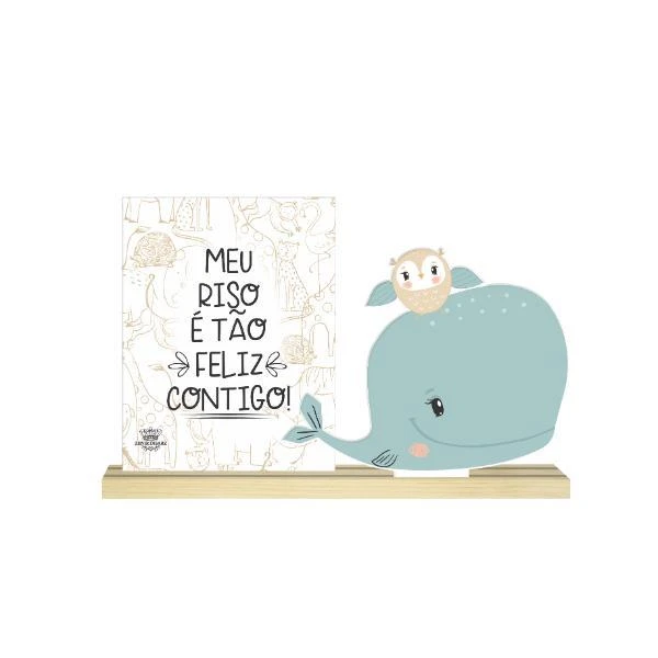 ENFEITE DE MESA MEU RISO É TÃO FELIZ...BALEIA, ZOO 13,5X22