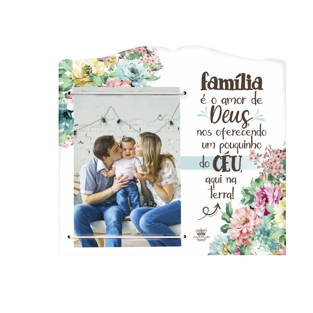 PORTA-RETRATO COM ELÁSTICO FAMÍLIA É O AMOR DE DEUS...20,5X18