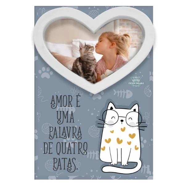 PORTA-RETRATO DE MESA AMOR É UMA PALAVRA...GATO...15,5X10,5