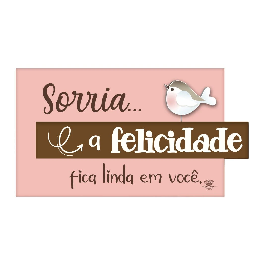 QUADRO COM APLIQUE SORRIA...A FELICIDADE FICA LINDA EM VOCÊ 15,5X28