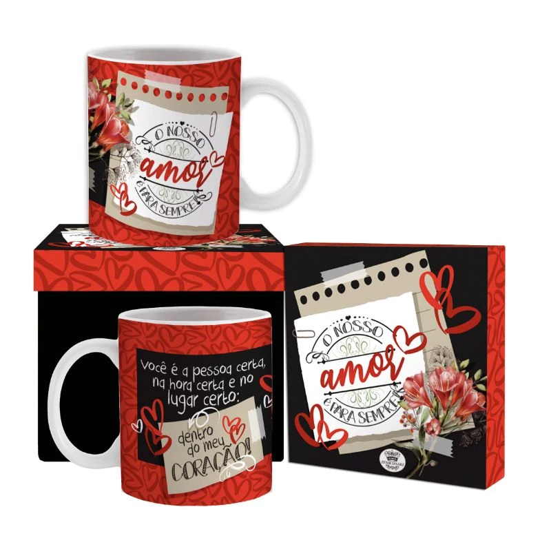CANECA CERÂMICA O NOSSO AMOR É PARA SEMPRE 