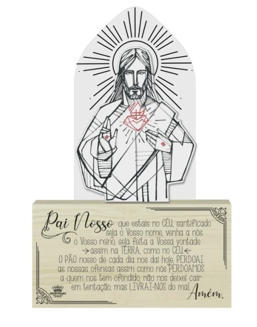 PLACA DE MESA COM ACRILICO PAI NOSSO...26,5X19
