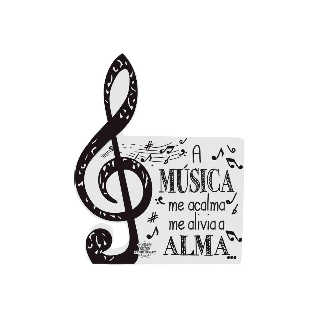 PLACA DE MESA MÚSICA A MÚSICA ME ACALMA...15X12