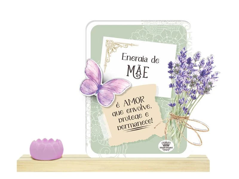 ENFEITE DE MESA COM PORTA INCENSO ENERGIA DE MÃE É AMOR...14X19X3,5