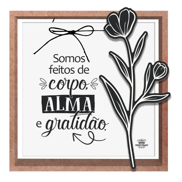 QUADRO COM APLIQUE SOMOS FEITOS DE CORPO...MEMÓRIA 18X18X3,5