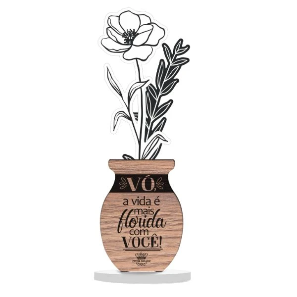 ENFEITE DE MESA VASO COM FLORES VÓ...MEMÓRIA 20X9