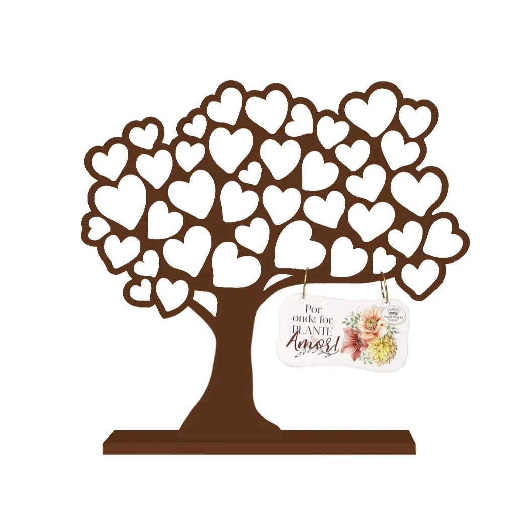 ENFEITE ÁRVORE COM CORAÇÕES POR ONDE FOR PLANTE AMOR 19X20