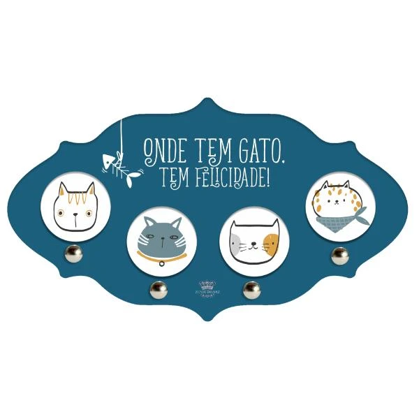 PORTA-CHAVES ONDE TEM GATO... PET CORAÇÃO 1 13X24