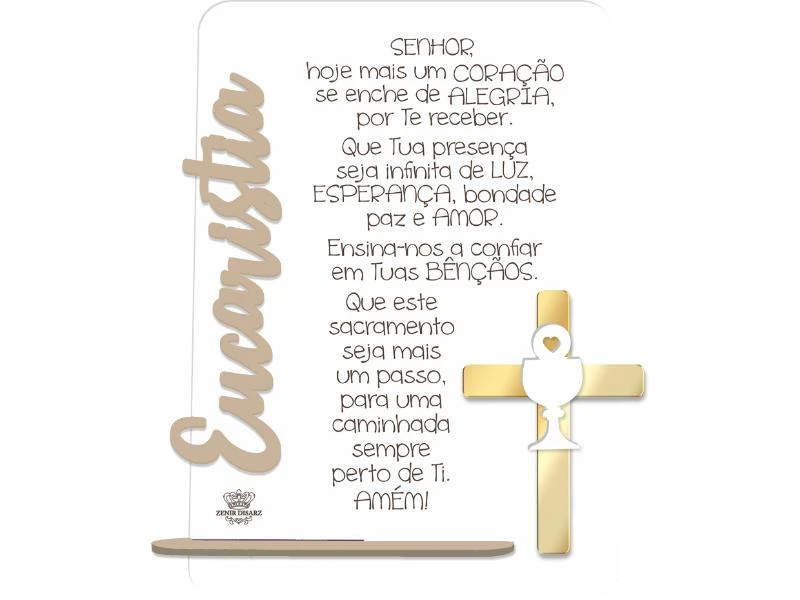PLACA DE MESA COM APLIQUE EUCARISTIA 20X15