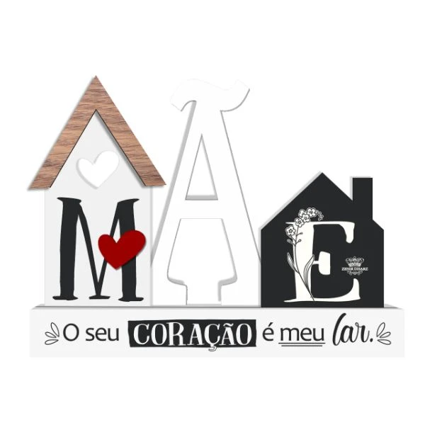 ENFEITE DE MESA COM APLIQUE MÃE...MEMÓRIA 15X20X4,5