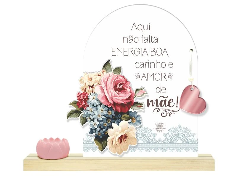 ENFEITE DE MESA COM PORTA INCENSO AQUI NÃO FALTA ENERGIA....MÃE... 17X21