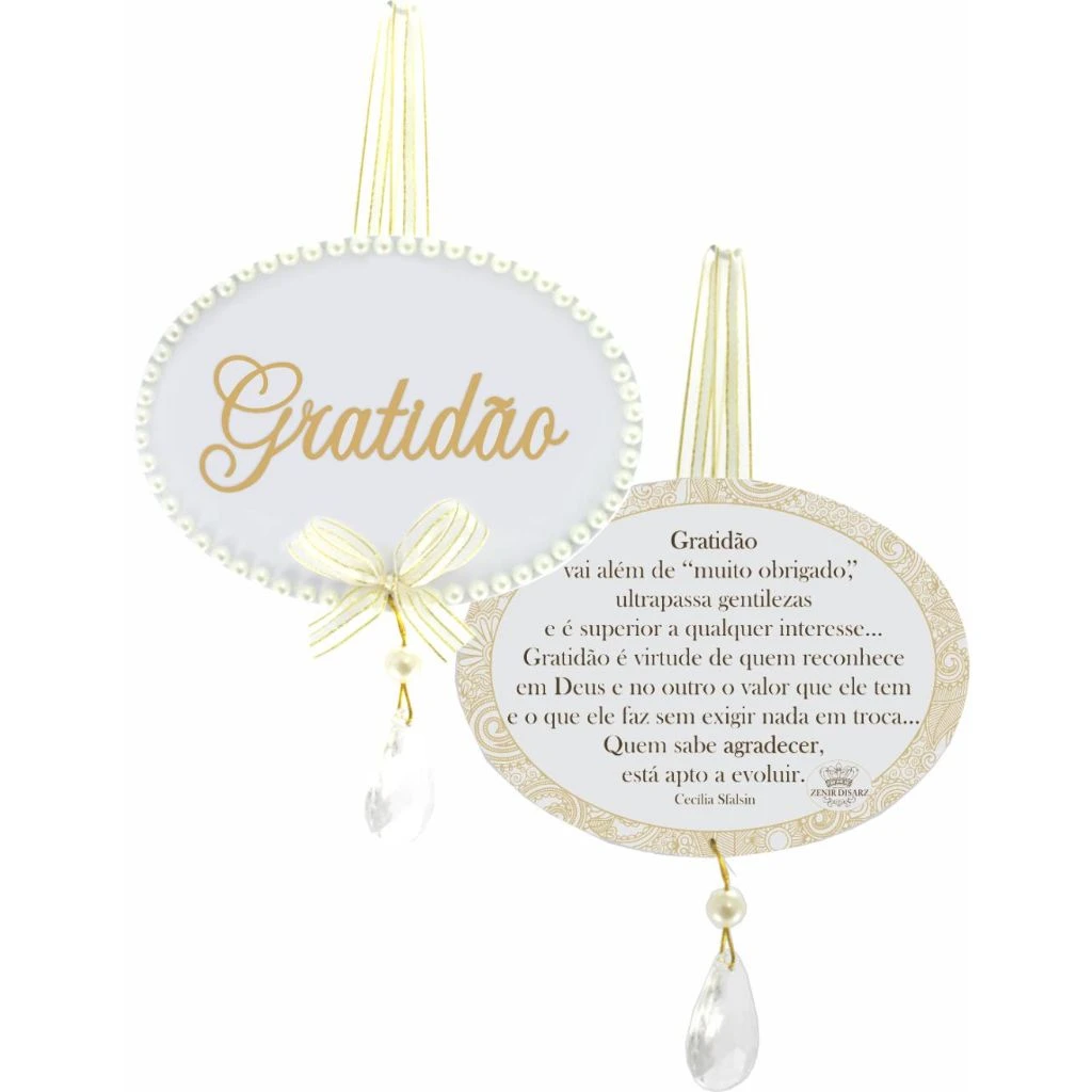 MÓBILE COM PÉROLAS GRATIDÃO 9,5X12,5