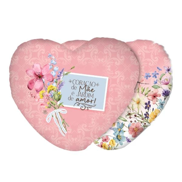 ALMOFADA CORAÇÃO DE MÃE É JARDIM DE AMOR 29X25