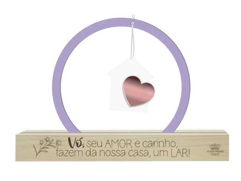 ENFEITE DE MESA COM APLIQUE VÓ, SEU AMOR E CARINHO...BORBOLETA 12X20X4,5