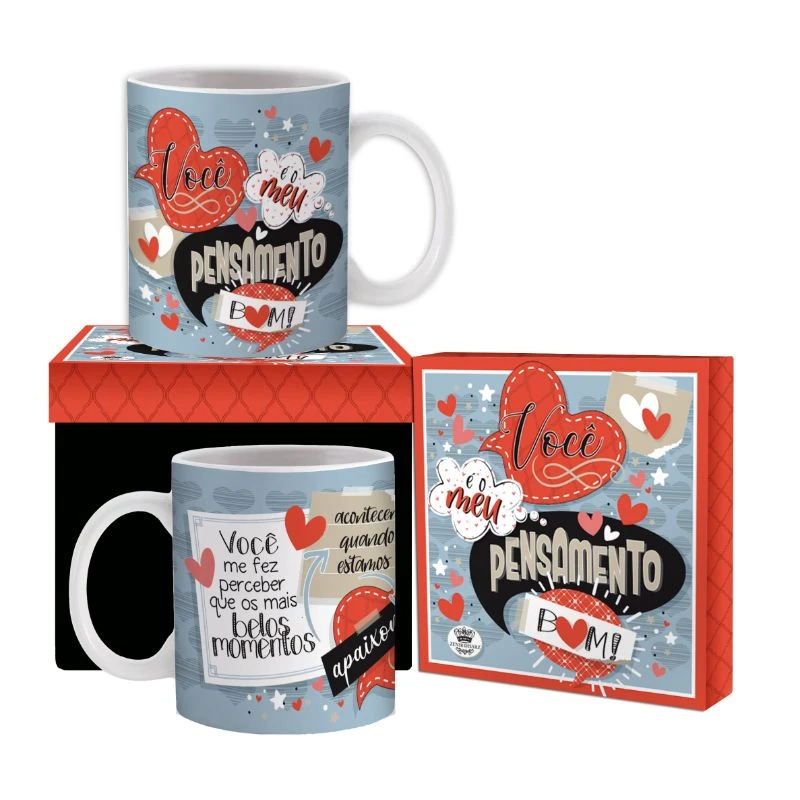 CANECA CERÂMICA VOCÊ É O MEU PENSAMENTO