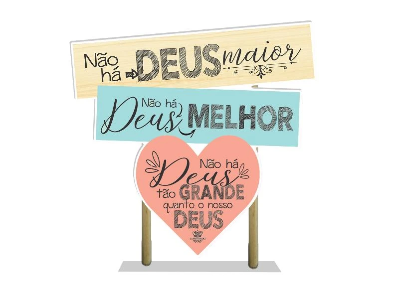 ENFEITE DE MESA COM PLAQUINHAS NÃO HÁ DEUS MAIOR...16,5X20