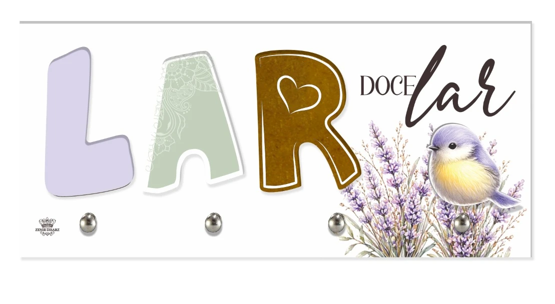 PORTA-CHAVE LAR DOCE LAR...LAVANDA 12X26
