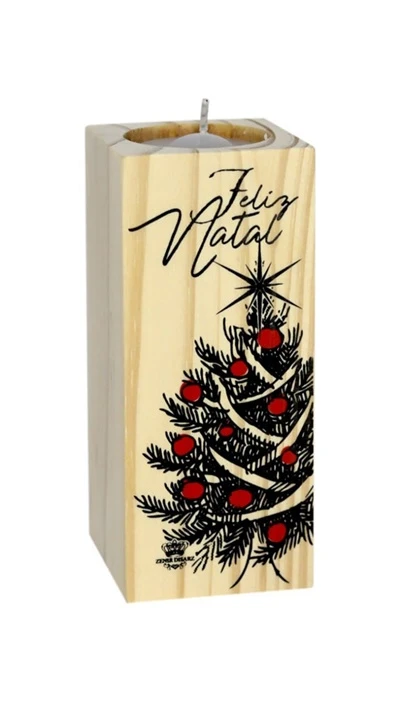 PLACA DE MESA COM VELA FELIZ NATAL 11,5X5X5