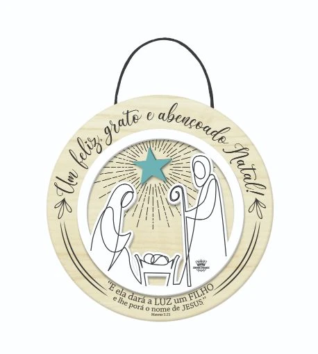 QUADRO COM APLIQUE UM FELIZ, GRATO E ABENÇOADO NATAL 20X20