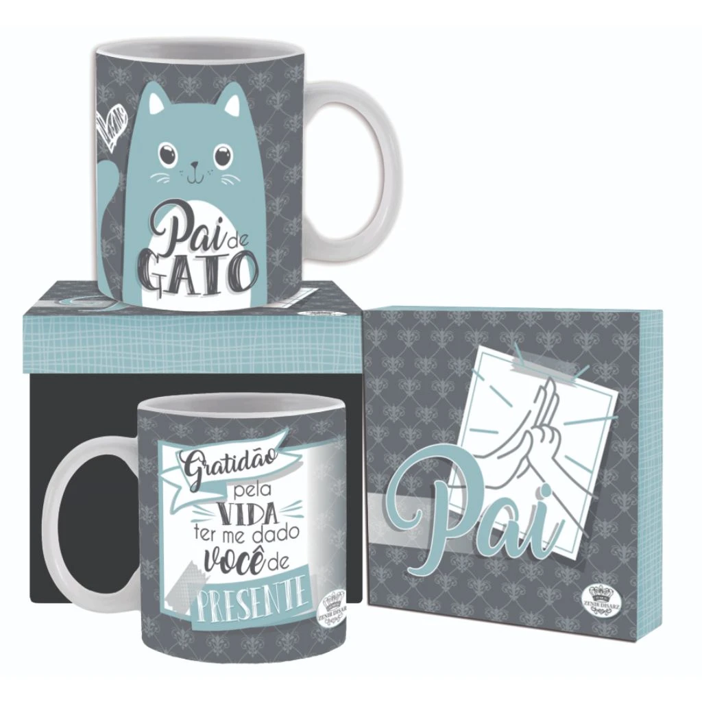 CANECA CERÂMICA PAI DE GATO