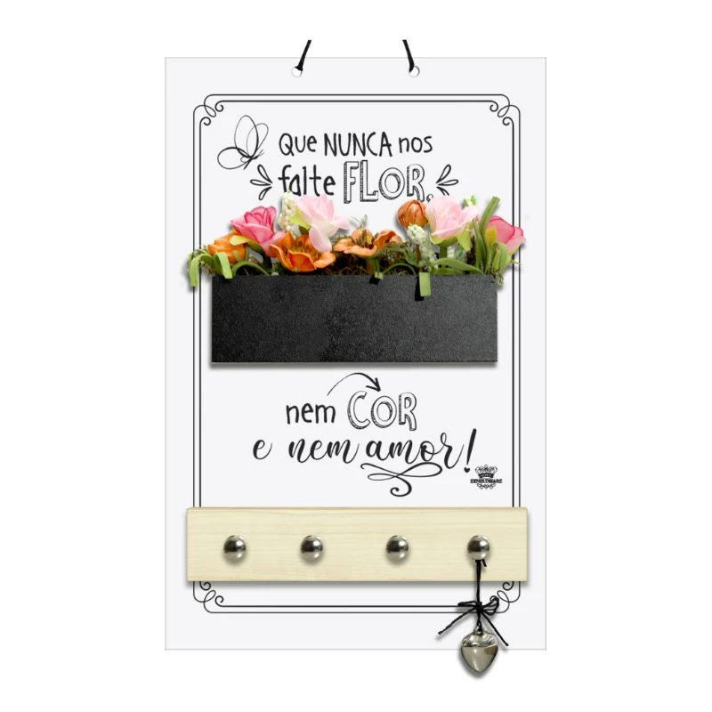 PORTA-CHAVE COM FLOREIRA QUE NUNCA NOS...CELEBRAÇÃO 28X18