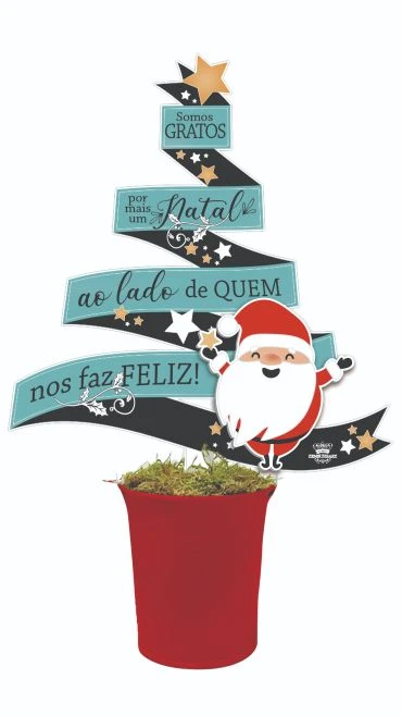 ENFEITE ÁRVORE COM BALDINHO PAPAI NOEL 31X21