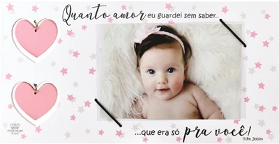 PORTA-RETRATO COM ELÁSTICO E RECORTE QUANTO AMOR...ROSA 15X30
