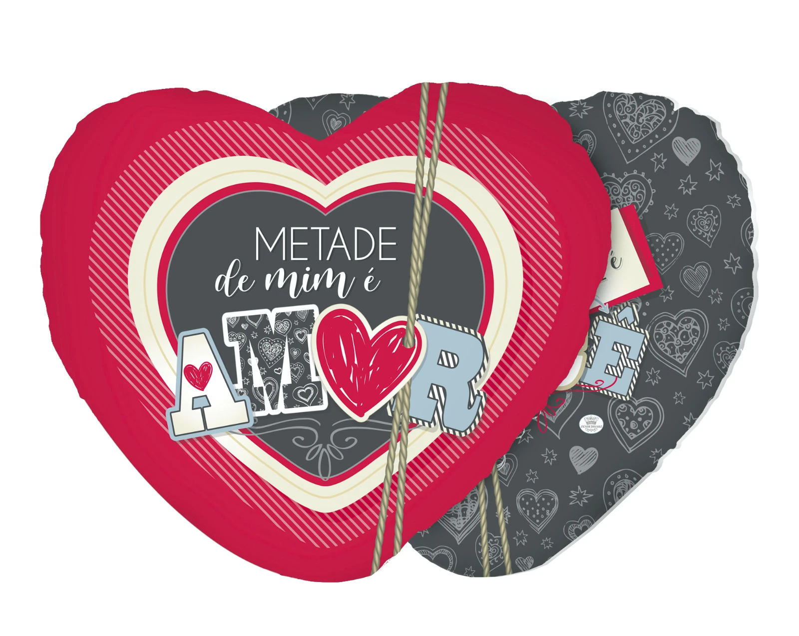 ALMOFADA CORAÇÃO METADE DE MIM É AMOR 29X25
