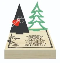 ENFEITE DE MESA COM PINHEIROS A MELHOR MENSAGEM DE NATAL 12X11X10
