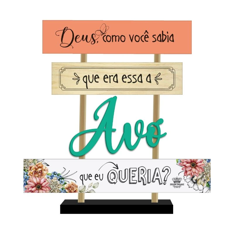 ENFEITE DE MESA COM PLAQUINHA COM APLIQUE AVÓ...CELEBRAÇÃO 21X20